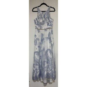 Camille La Vie Women’s White, Blue And Silver Formal Sleeveless Prom Dress Sz 6